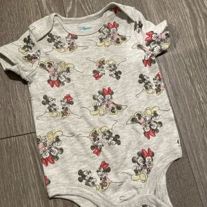 Disney Gray Bodysuit with Mickey and Minnie Print